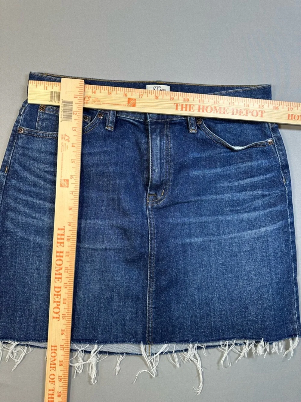 J. Crew Denim Skirt with Raw Hem, Mini Jean Skirt, Frayed Hem - Womens 29
